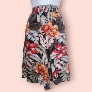 Vintage Mediano tropical Hawaiian floral print high waisted mom shorts size 12